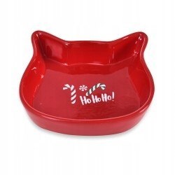 Miska ceramiczna dla kota, Ho, ho, ho, czerwona