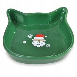 Miska ceramiczna dla kota, Św. Mikołaj, zielona