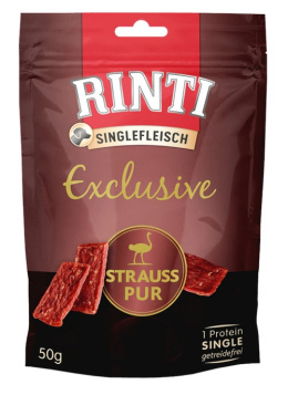 RINTI Exclusive STRAUSS PUR przekąska dla psa z mięsa strusia 50G