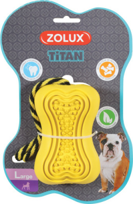 Zabawka kauczukowa ze sznurem Titan m, kol. żółty, Zolux